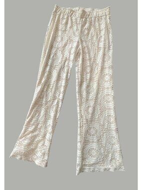 2B Clothing Womens Beige Crochet Lace Pants Size M Made In USA